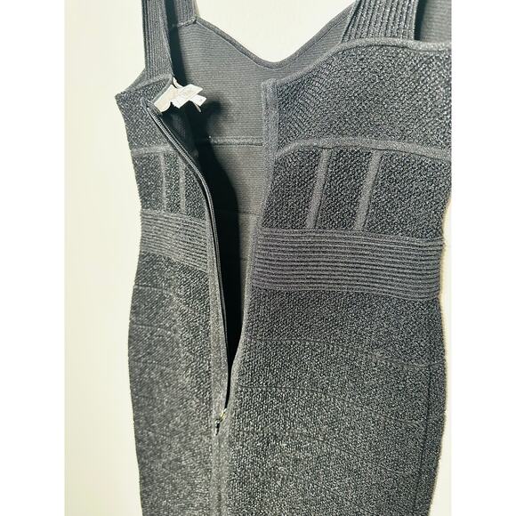 HERVÉ LÉGER Black Bandage Sweetheart Neckline Lurex Gown Dress Size Medium - Picture 15 of 16